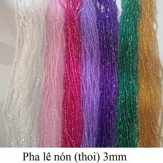 10 dây pha lê nón 3mm nhuộm