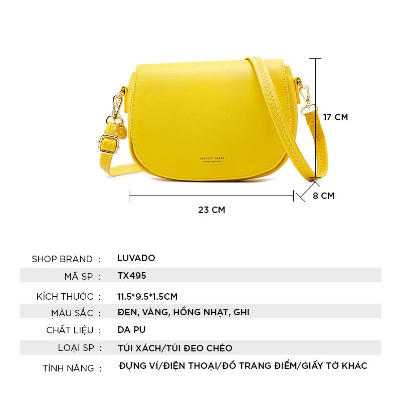 [Mã WABRBAGS giảm 20K đơn 99K] Túi đeo chéo nữ nhiều ngăn đi chơi mini FOREVER YOUNG da mềm cá tính giá rẻ LUVADO TX495