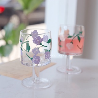 Ly thuỷ tinh hoạ tiết hoa diên vỹ