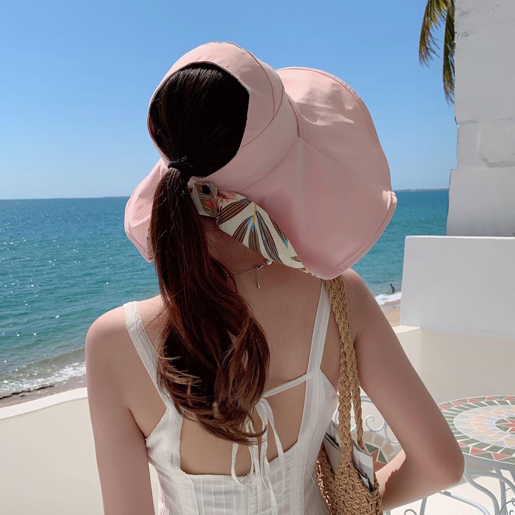 Mũ Rộng Vành Hở Chóp Có Thể Gấp Gọn Tiện Dụng Thời Trang Đi Biển Cho Nữ