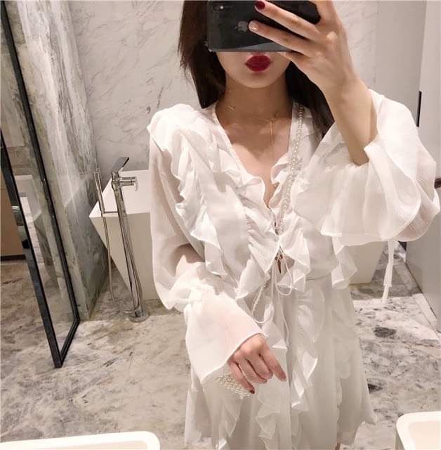 Đầm Công chúa voan tay dài / Váy trắng tay nơ | BigBuy360 - bigbuy360.vn