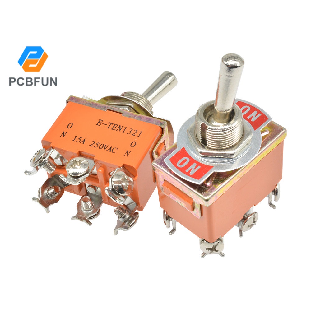 Công tắc PCBFUN nút E-TEN1321 31*19.8MM-cam 6 chân 2 chắn - điểm tiếp xúc đồng 250V/15A cao cấp
