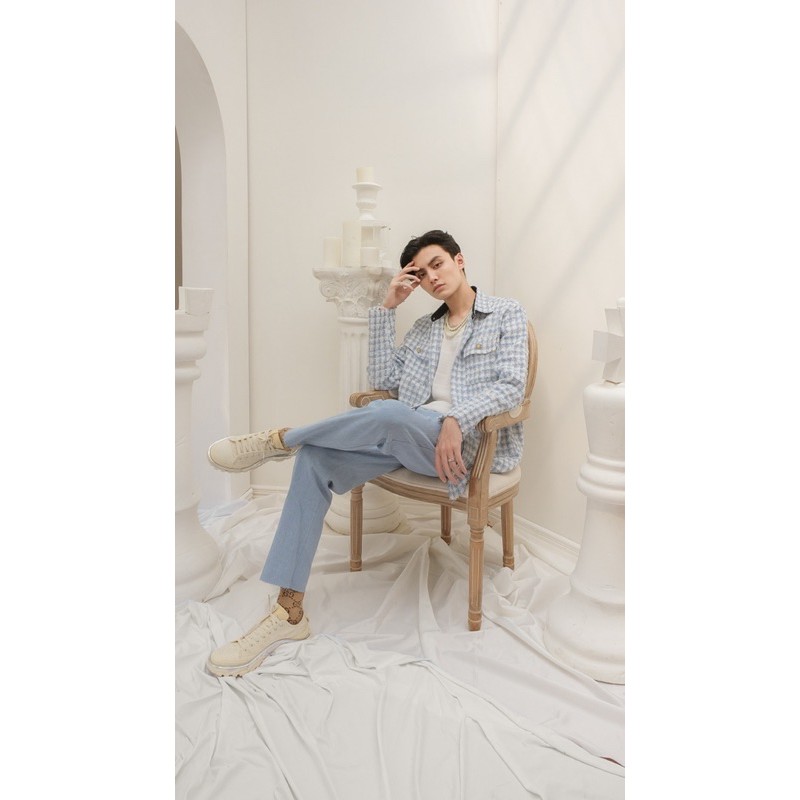 SƠMI TWEED XANH BABY BLUE GOLD “K honista”