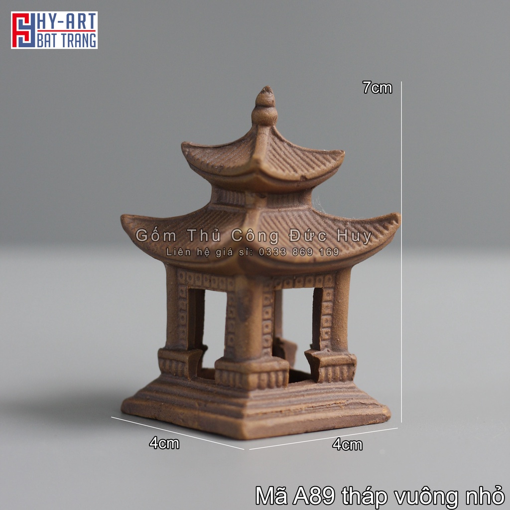 Mô hình gốm Tháp nhật phụ kiện trang trí tiểu cảnh hòn non bộ bể cá chậu cây bonsai
