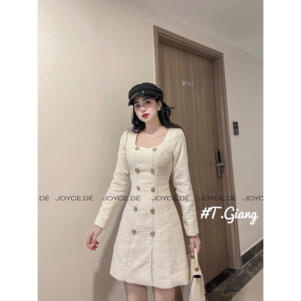 Váy dạ cổ vuông hàng đẹp