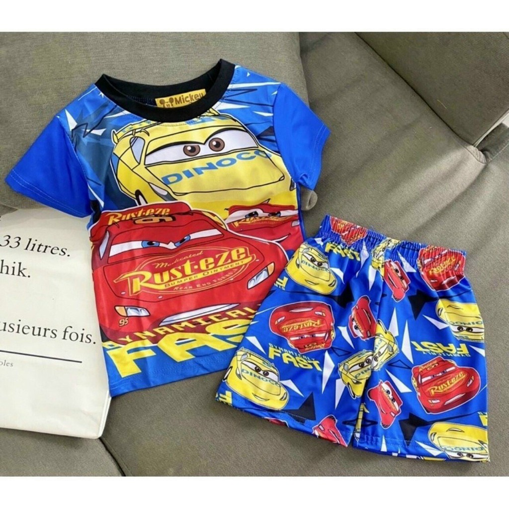 Bộ quần áo cotton thun lạnh 4c in 3D cho bé từ 8-20kg