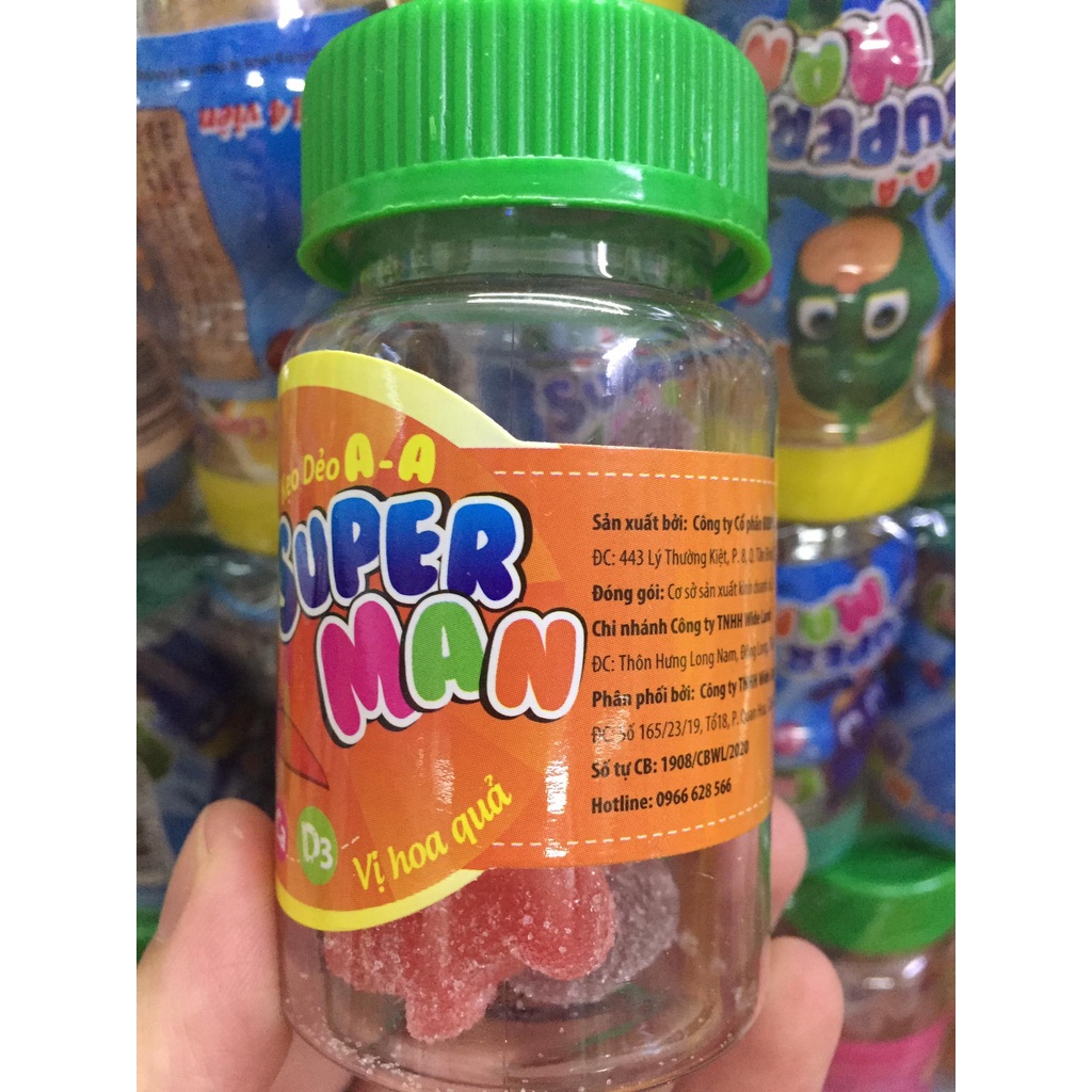 Kẹo dẻo super man bổ sung caci và các vitamin