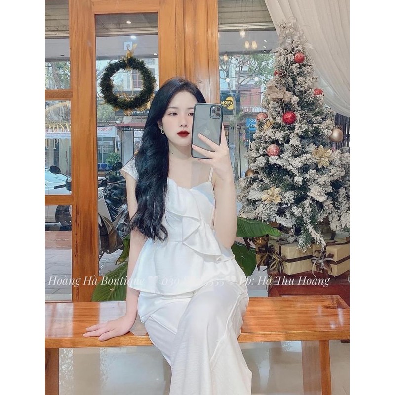 SNU168 - SET NỮ ÁO TRẮNG BÈO VAI DÂY QUẦN ỐNG SỚ | BigBuy360 - bigbuy360.vn