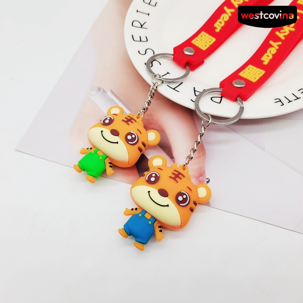 Móc khóa hình cọp may mắn phong cách truyền thống