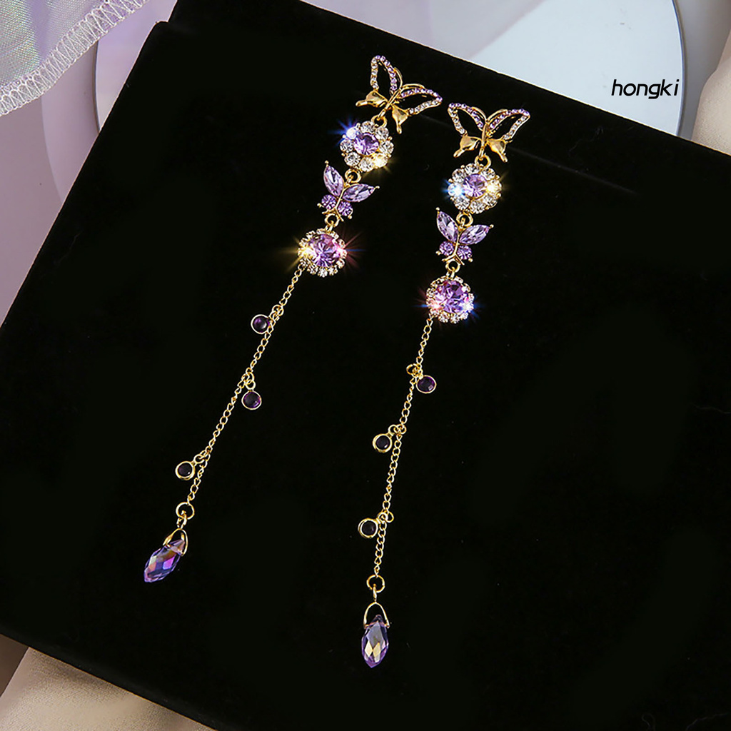 Set 2 Hoa Tai Hình Bướm Đính Đá Nhân Tạo Thời Trang