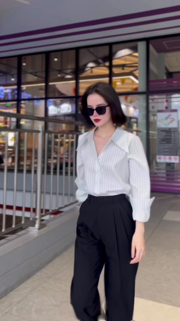 Áo Sơ Mi Nữ Trắng Kẻ Sọc Chống Nhăn, Áo Sơ Mi Công Sở Dài Tay Chất Cotton Thoáng Mát, Thấm Hút Mồ Hôi | BigBuy360 - bigbuy360.vn