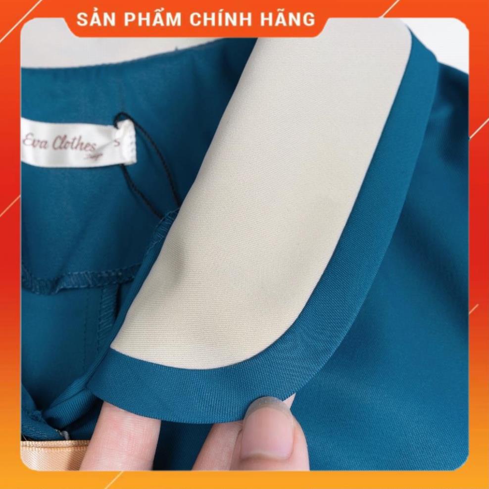 Set ký giả công sở xếp ly áo cổ đức cài hoa nơ thiết kế tôn dáng váy xếp ly sang xịn Evaclothes tặng kèm tag hoa cài