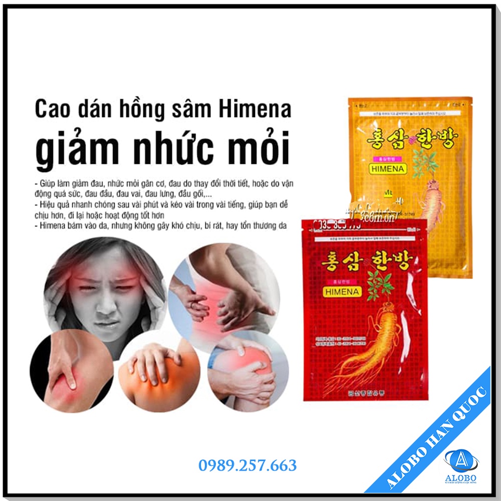 MIẾNG DÁN XƯƠNG KHỚP NHÂN SÂM HÀN QUỐC - HIMENA, POWER RED GINSE (Túi 20 miếng) - ALOBO HÀN QUỐC