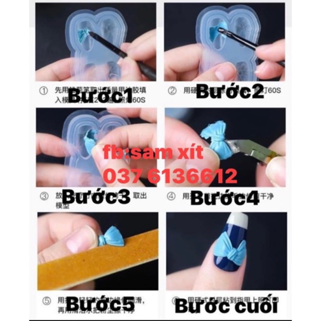 Khuôn nơ silicon dẻo dùng trang trí móng nail