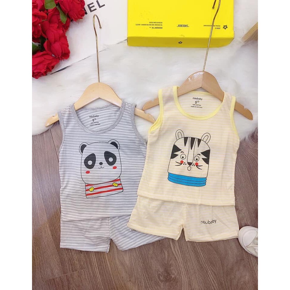 Combo 5 bộ kẻ ba lỗ chất cotton loang mềm mịn xin mát cho bé trai bé gái mặc hè