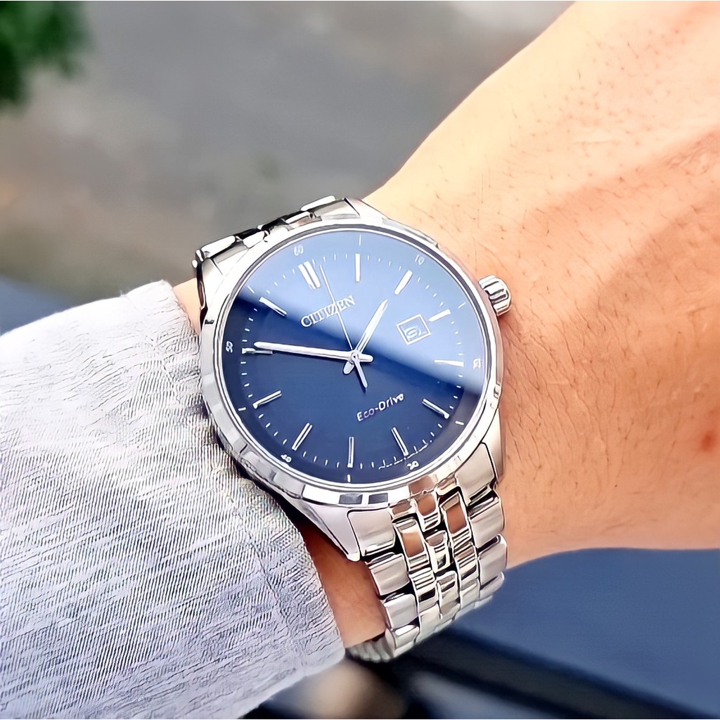 Đồng Hồ Nam Citizen BM7251-53L Pin Eco-Drive Dây Sắt Mặt Xanh Kính Sapphire