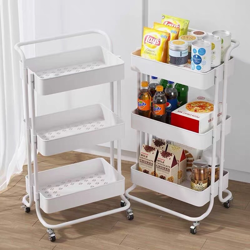 Kệ kéo 3 tầng đa năng chuyên dụng trong spa, nails có bánh xe đi chuyển chắc chắn