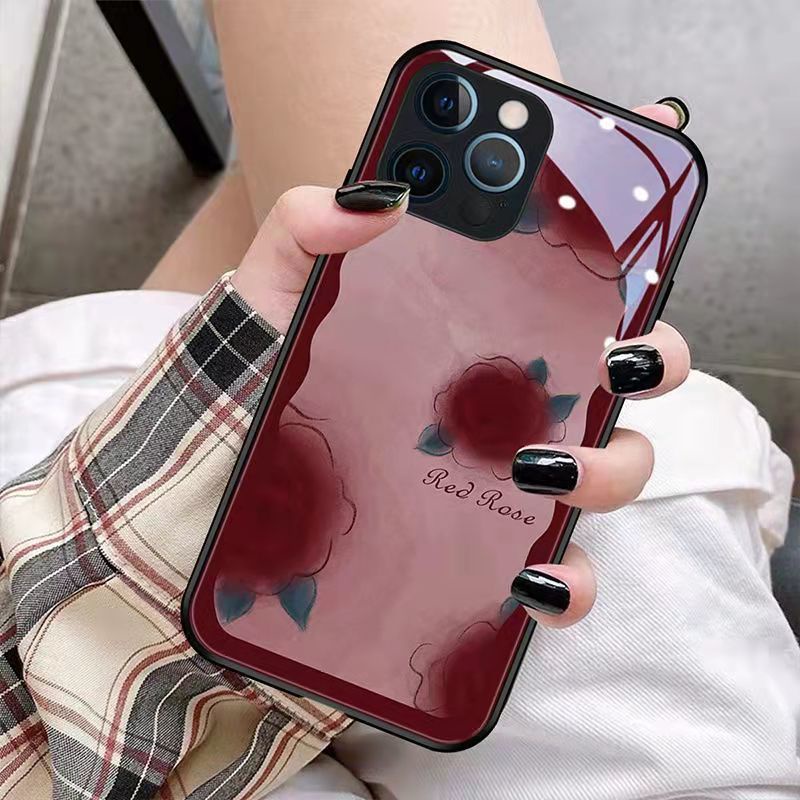 Ốp Điện Thoại Tráng Gương Họa Tiết Hoa Hồng Xinh Xắn Cho iPhone12 / 11 / 7 / xr / 13pro 12pro 6s 13