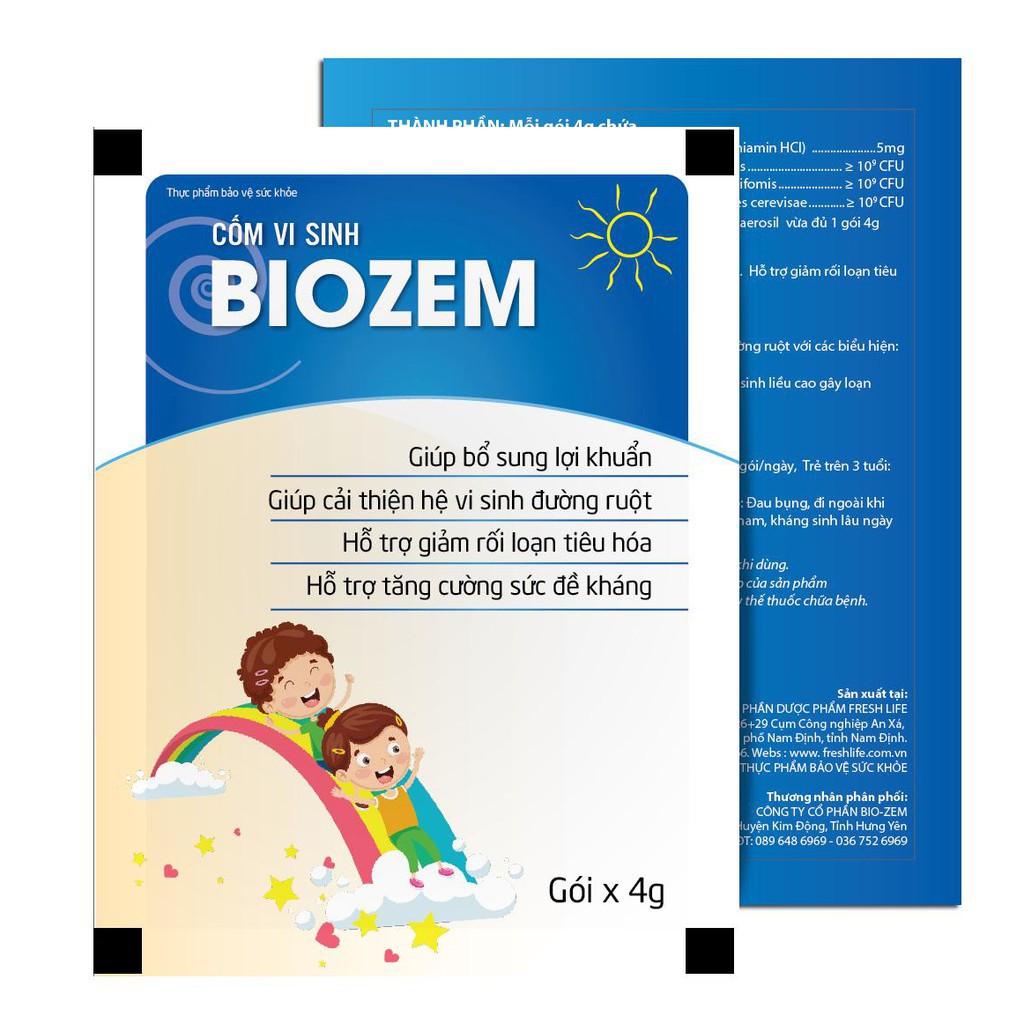 Cốm vi sinh Biozem - Giúp bổ sung lợi khuẩn, cải thiện hệ vi sinh đường ruột, hỗ trợ giảm rối loạn tiêu hóa (Hộp 30 gói)