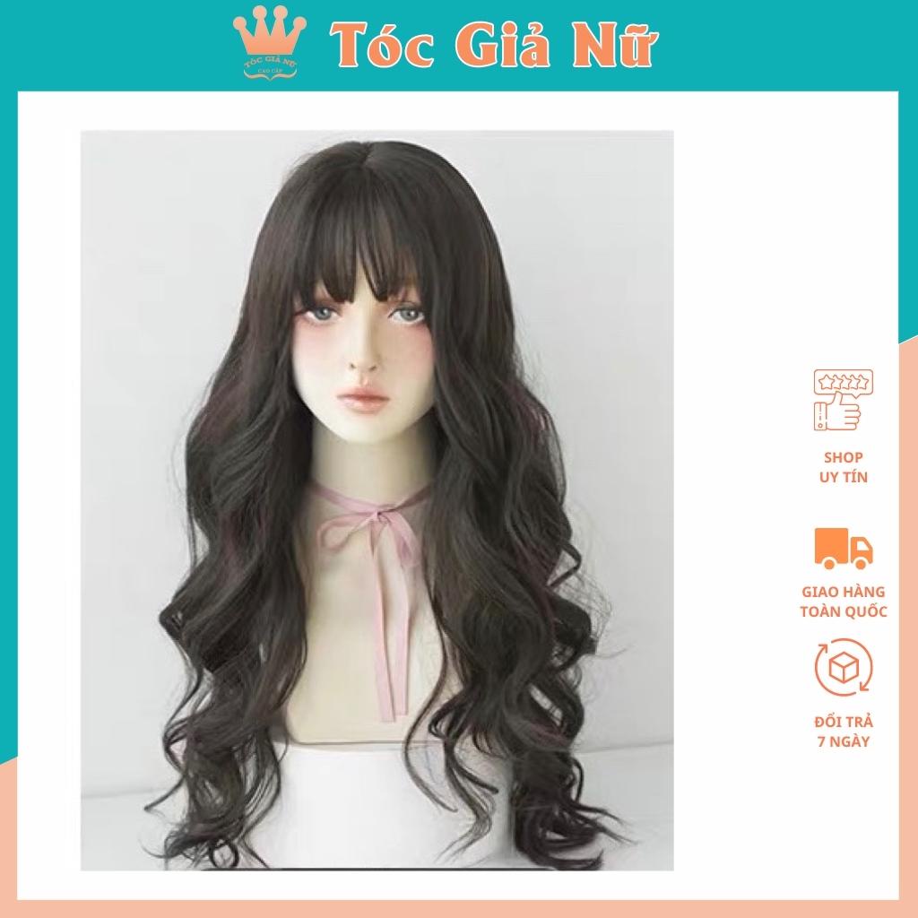 Tóc giả nữ nguyên đầu xoăn dài đẹp, loại cao cấp, tặng kèm lưới trùm tóc wig, c8263