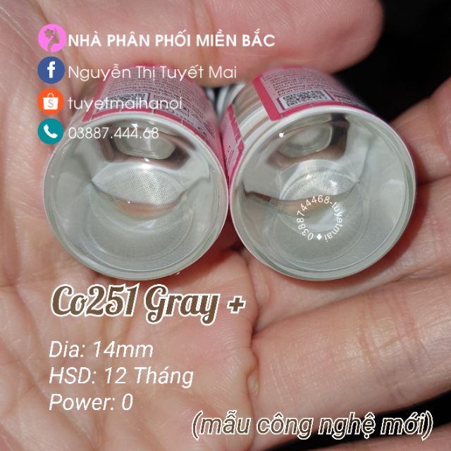 Co251 Gray 14mm 0 Độ - Lens Xám Tây - Kính Áp Tròng Hàn Quốc