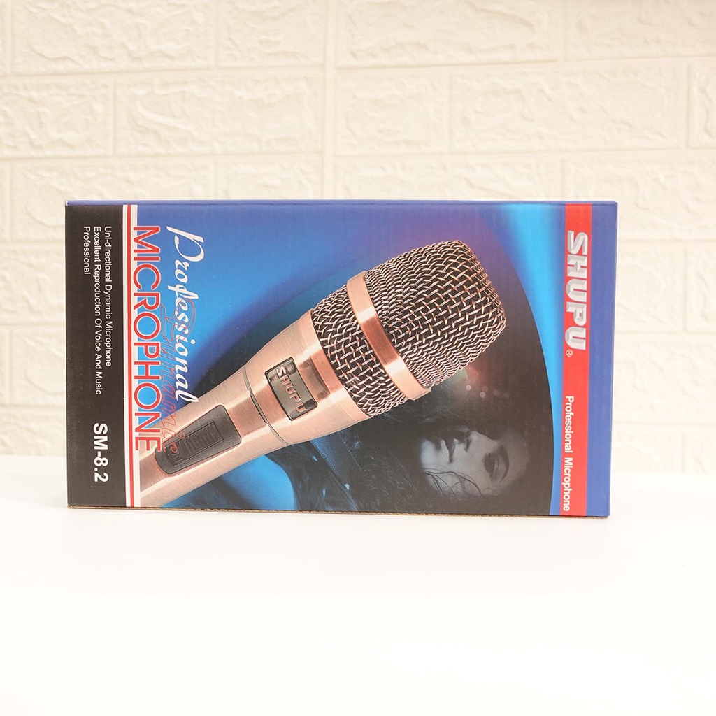 Micro Dây Karaoke Shupu SM-8.2 - Micro Chất Xịn, vỏ mạ đồng, Dây dài 6m - Chất âm trầm ấm, Bảo hành 6 tháng