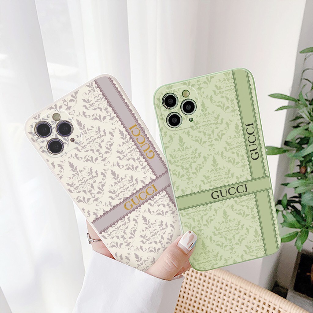 Ốp lưng iphone Họa Tiết G.u.c.ci Hoa Lá dẻo cạnh vuông bảo vệ camera 7plus/8plus/x/xs/xsmax/11/12/13/pro/promax
