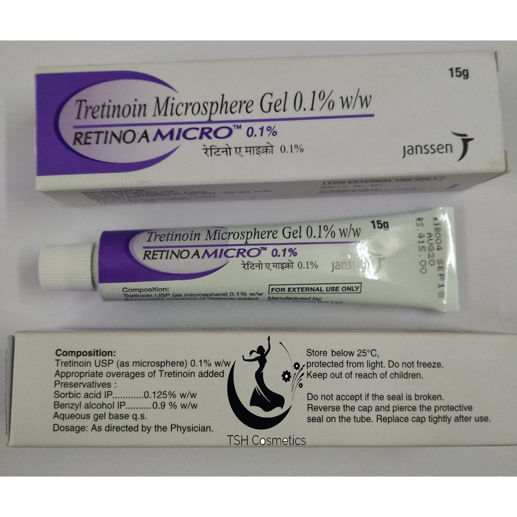 RETINO A MICRO 0,1 Tretinoin Microsphere gel 0,1% Thuốc trị mụn, trị nám, trẻ hóa da