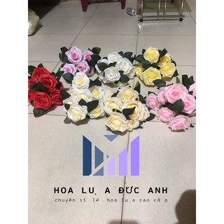 Hoa Hồng Đất cụm hoa 9 bông vải lụa cao cấp - hoa giả