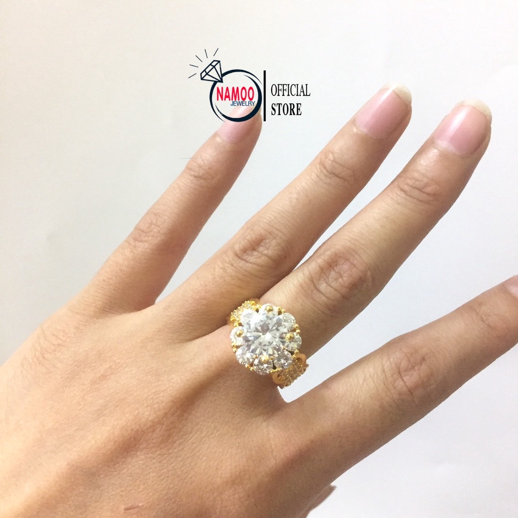 Nhẫn Nữ Mạ Vàng Đính Đá N690 Bản Lớn, Nhẫn Đá Lớn Namoo jewelry