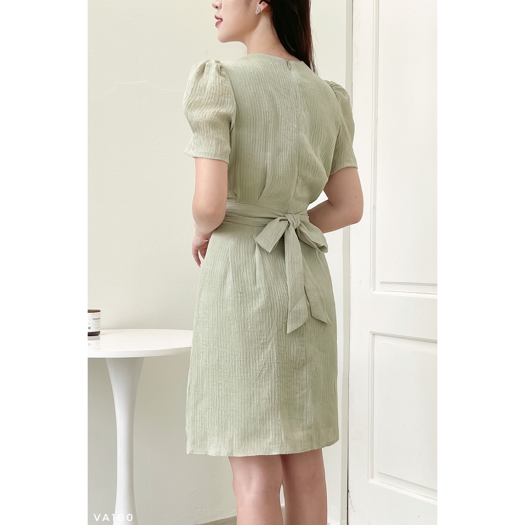 Váy dáng A buộc dây tôn dáng, Đầm dáng suông buộc nơ tiểu thư Calie VA100