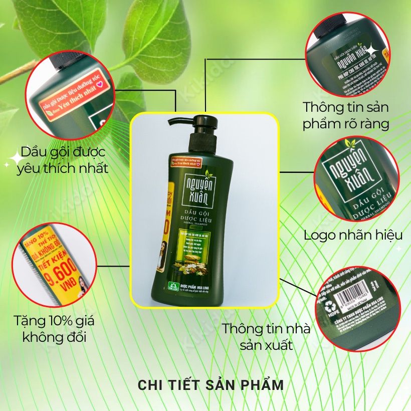 Dầu gội Nguyên Xuân Gội xả Dược liệu Thảo dược Bồng bềnh Dưỡng Tóc Sạch Gàu Giảm Gãy Rụng - Hương thơm ngát