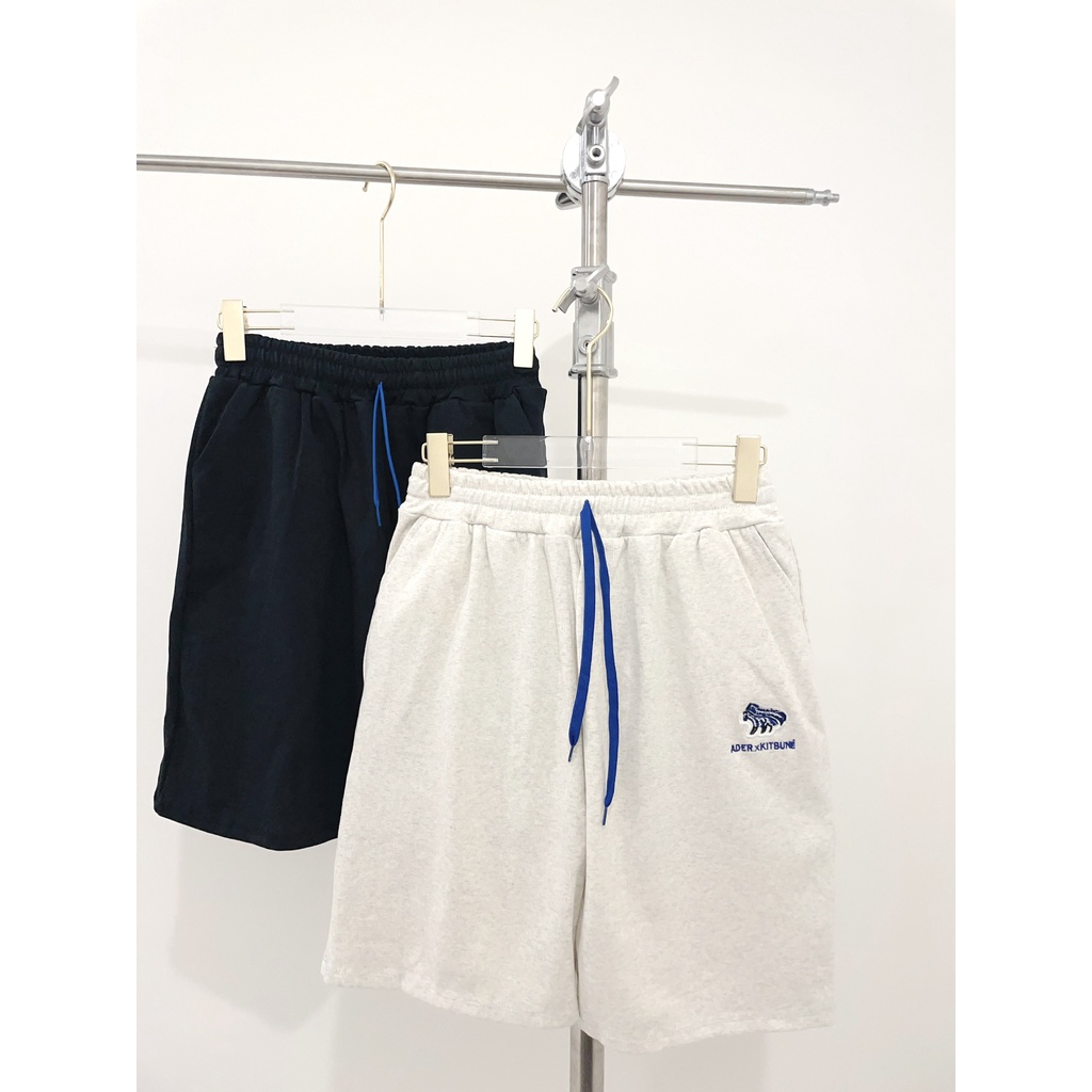 Quần đùi form rộng nam nữ unisex chất Nỉ Cotton Thêu họa tiết basic cạp to phong cách Hàn Quốc - Ảnh Thật