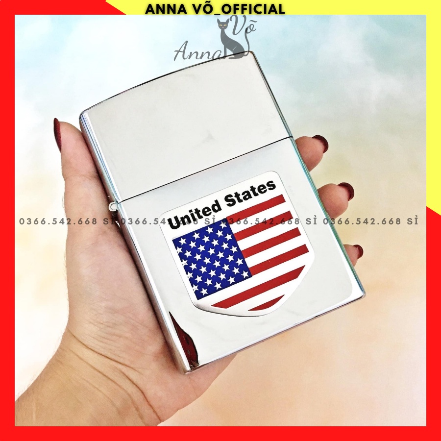 Hột-𝙌𝙪𝙚̣𝙩-𝘽𝙖̣̂𝙩-𝙇𝙪̛̉𝙖 𝒁𝒊𝒑𝒑𝒐 khổng lồ màu bạc bóng hình cờ nước Mỹ FULLBOX - 𝒁𝒊𝒑𝒑𝒐 ANNA VÕ ZPKL10 TD