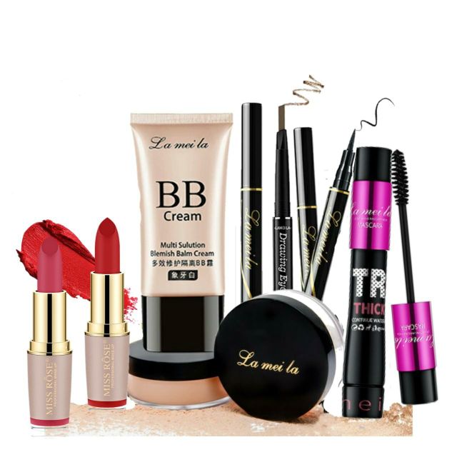 Bộ trang điểm Bộ Mỹ Phẩm trang điểm 7 món Son+ kem nền+ phấn phủ+ chì mày+ mascara+ kẻ mắt+ tạo khốii | BigBuy360 - bigbuy360.vn