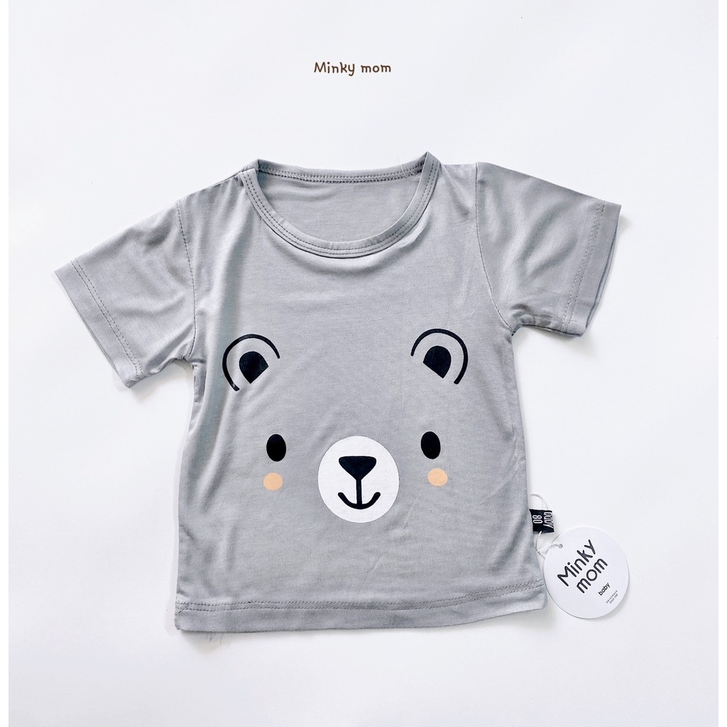 Áo cộc tay Minky Mom chất thun lạnh họa tiết mặt thú đáng yêu cực đẹp cho bé trai bé gái