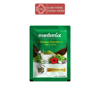Bột nhuộm tóc và dưỡng tóc thảo dược medimix ayurvedic henna 18 thảo dược 150g