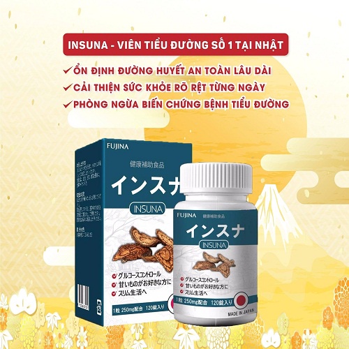 Viên tiểu đường INSUNA - Nhật Bản - phòng ngừa biến chứng bệnh tiểu đường