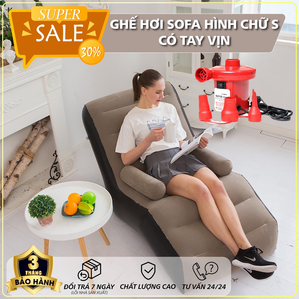 Ghế hơi tựa lưng,ghế sofa bọc nhung ghế phòng khách có tay vịn(kèm bơm)