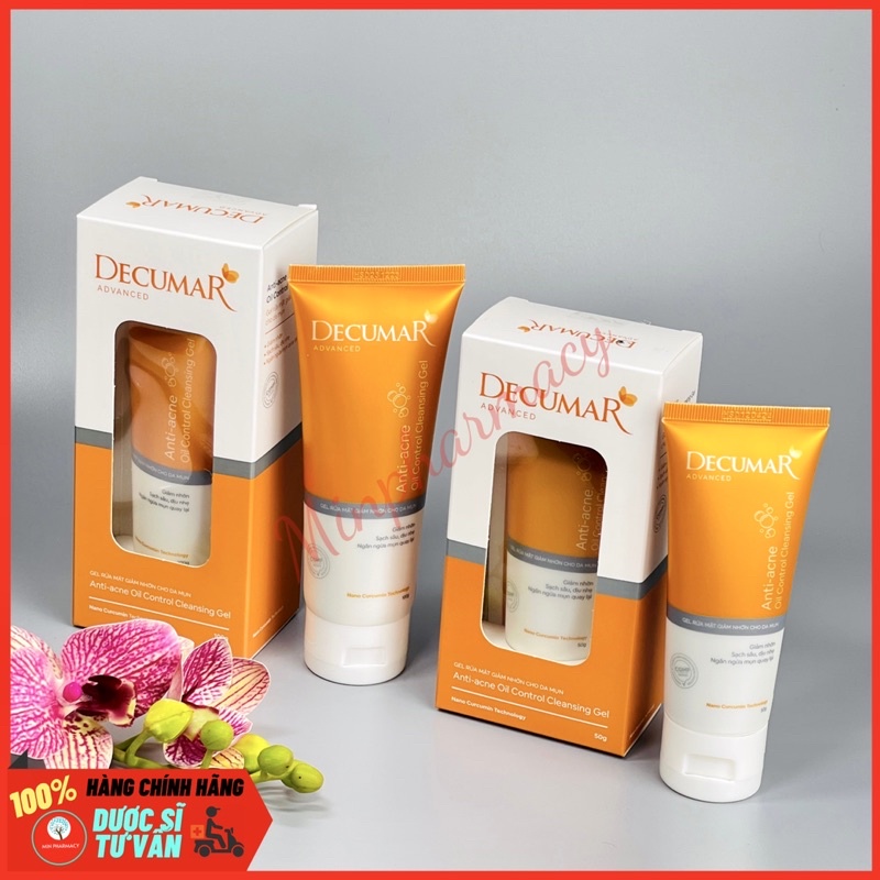 Gel Rửa mặt Giảm nhờn Ngừa mụn DECUMAR ADVANCED Chiết xuất nano Nghệ và lá sim chanh- Minpharmacy
