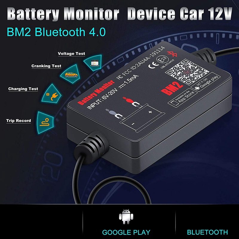 Bluetooth BM2 12V Battery Monitor Car Battery Analyzer Test Battery Diagnostic Tool for Android IOS Phone