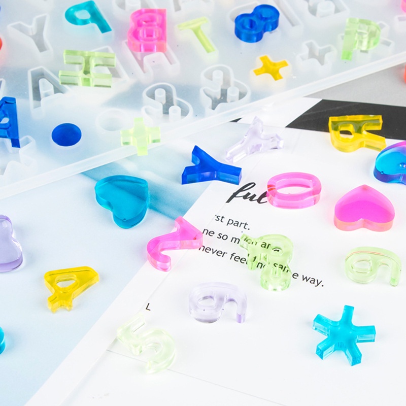 Set 2 Khuôn Silicone Làm Móc Khóa Hình Chữ Cái Tiếng Anh