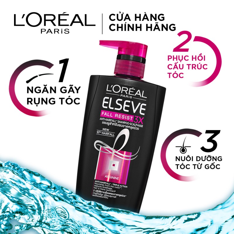 Bộ dầu gội 650ml, dầu xả 325ml và kem ủ 200ml ngăn gãy rụng L'Oreal Paris Fall Resist 3X | BigBuy360 - bigbuy360.vn