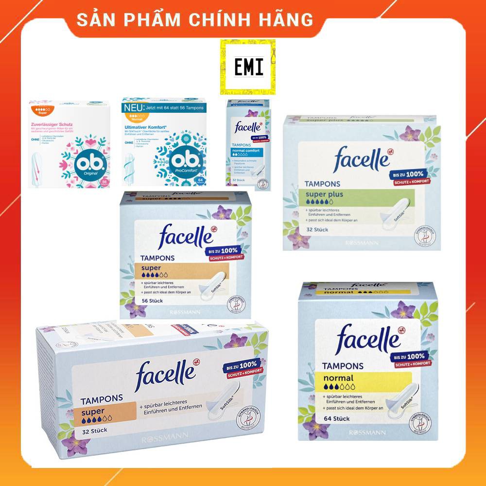 Băng vệ sinh TAMPON Đức (OB, FACELLE, JESSA) - Hàng chuẩn Đức - Đủ bill