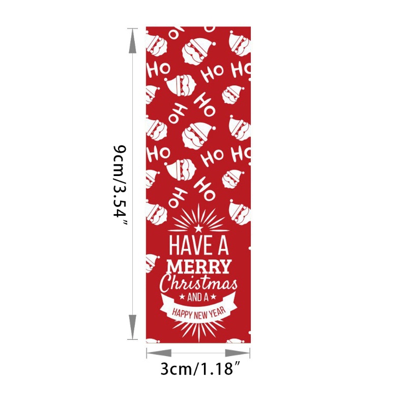 Hộp 50 nhãn dán giáng sinh cỡ 1.15 ''x 3.5'' trang trí hộp quà niêm phong