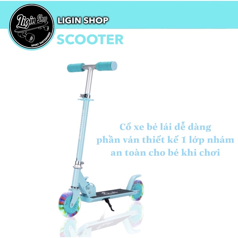 Xe scooter 2 bánh có đèn, xe chòi chân cho bé.