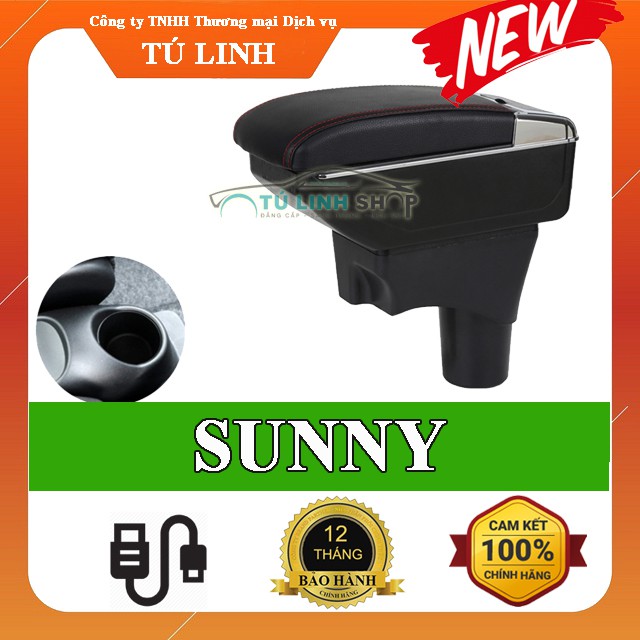 Hộp tỳ tay xe SUNNY cao cấp tích hợp cổng sạc USB - Bảo hành 12 tháng