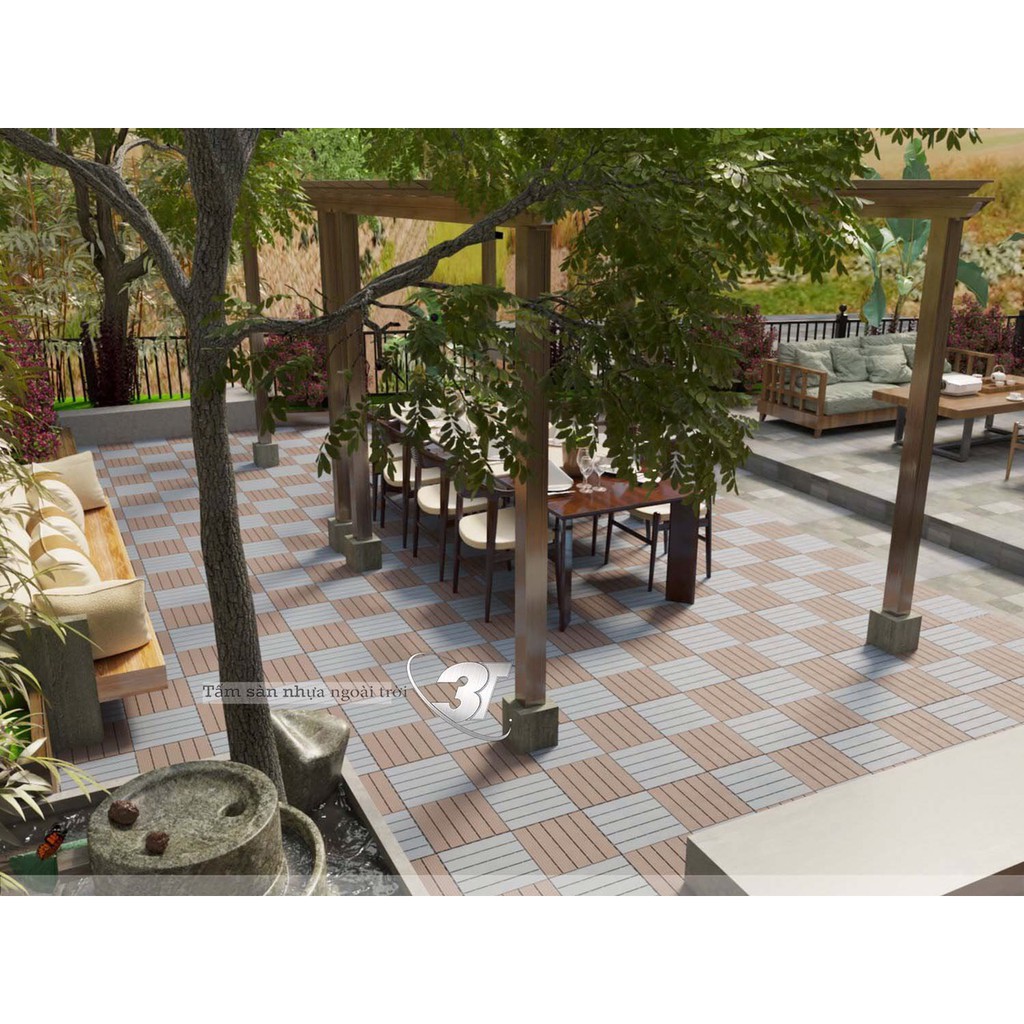 Tấm Nhựa Lót Sàn Ban Công Nhà Vệ Sinh Chống Trơn Trượt  Kt 30x30x1cm