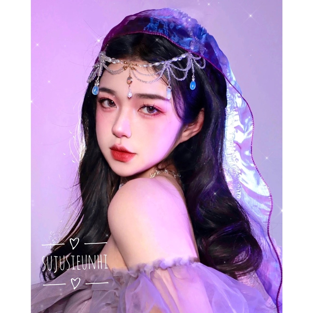 Vòng ngọc tua rua đeo đầu/trang trí trán cosplay cổ phong