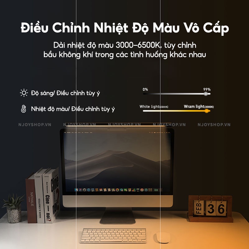 Đèn Treo Màn Hình Máy Tính Baseus Chống Ánh Sáng Xanh Bảo Vệ Mắt 3 Chế Độ Sáng Njoyshop
